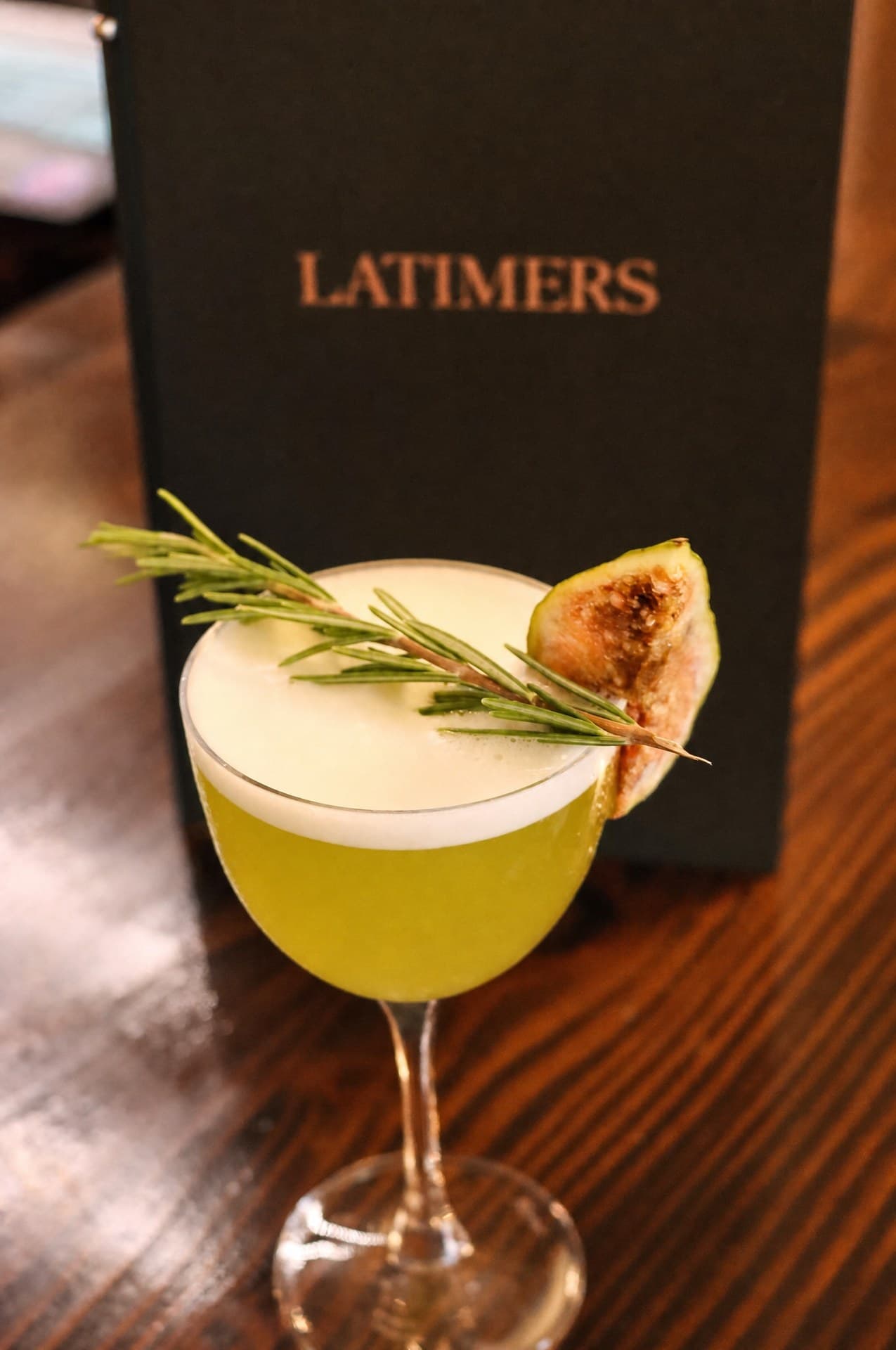 Latimers’ fig and rosemary cocktail on the bar