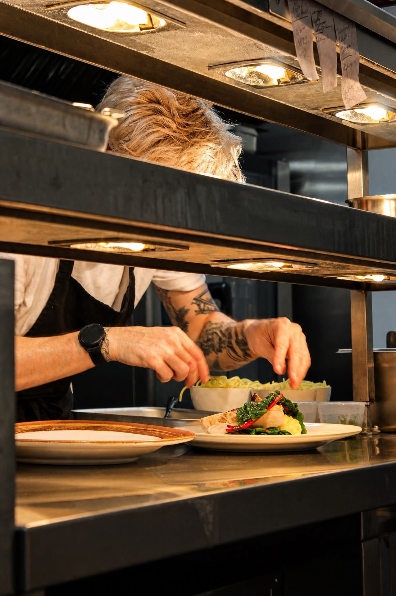 A main course being finished at the Latimers pass